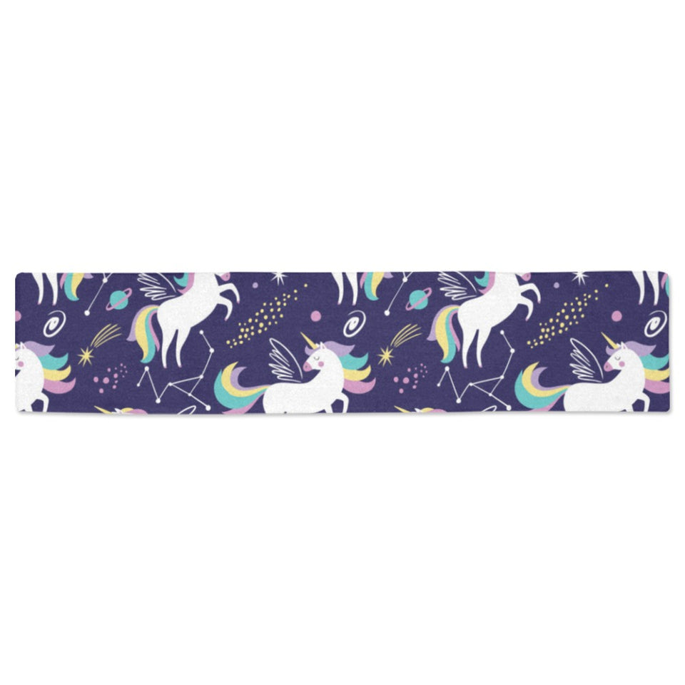 Hand drawn cute unicorn star planet Table Runner