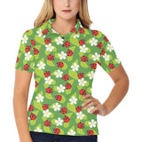 Ladybug Pattern Print Design 01 Women's All Over Print Polo Shirt