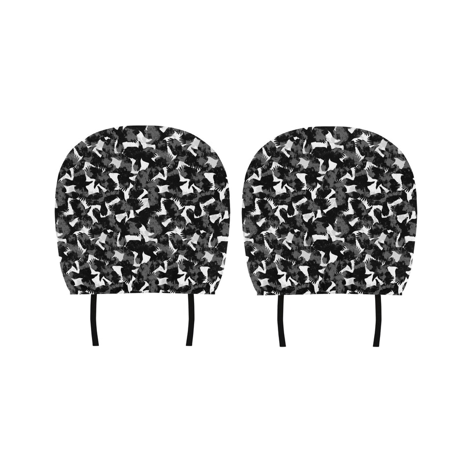 Crow illustration pattern Car Headrest Cover