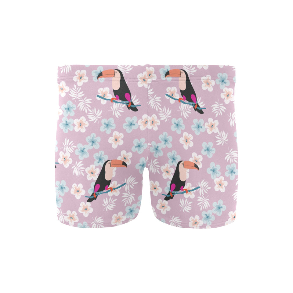 Beautiful toucan flower leaves Men's Swimming Trunks
