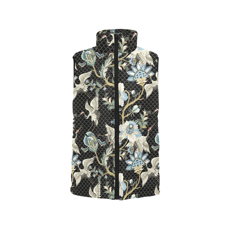 Japanese crane ornament elements Men's Padded Vest