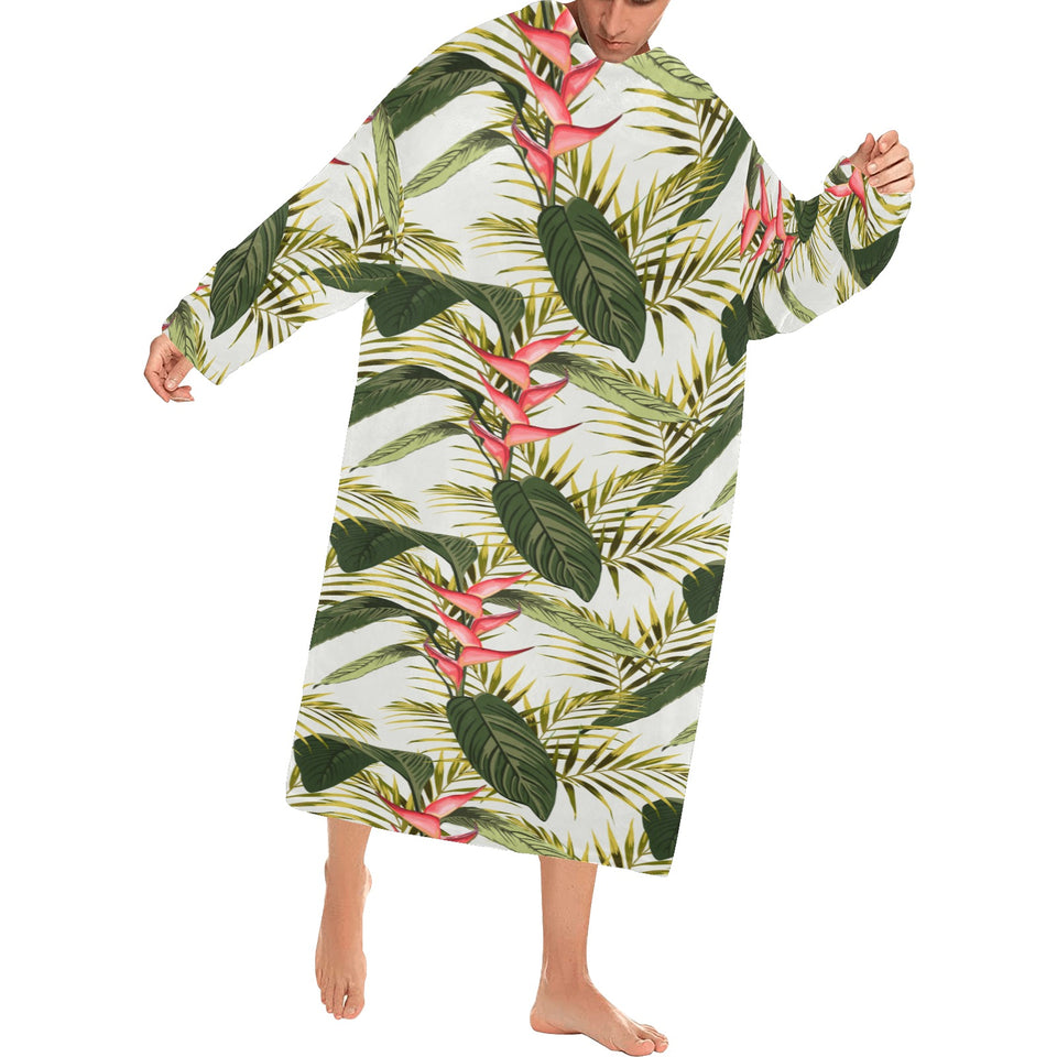 heliconia pattern Blanket Robe with Sleeves