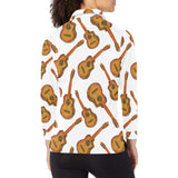 Paint Guitar Pattern Women's Long Sleeve Polo Shirt