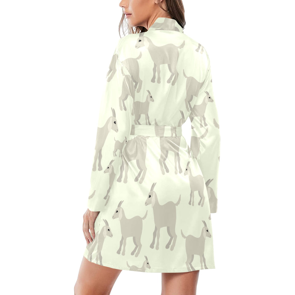 Little young goat pattern Women's Long Sleeve Belted Night Robe
