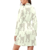 Little young goat pattern Women's Long Sleeve Belted Night Robe