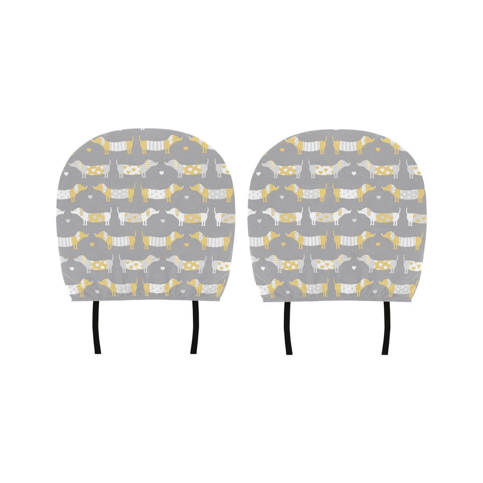 Cute dachshund dog pattern Car Headrest Cover