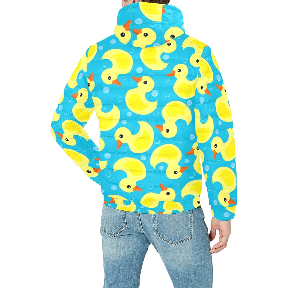 Duck Pattern Print Design 04 Men's Padded Hooded Jacket