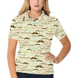 Mustache Beard Pattern Print Design 01 Women's All Over Print Polo Shirt