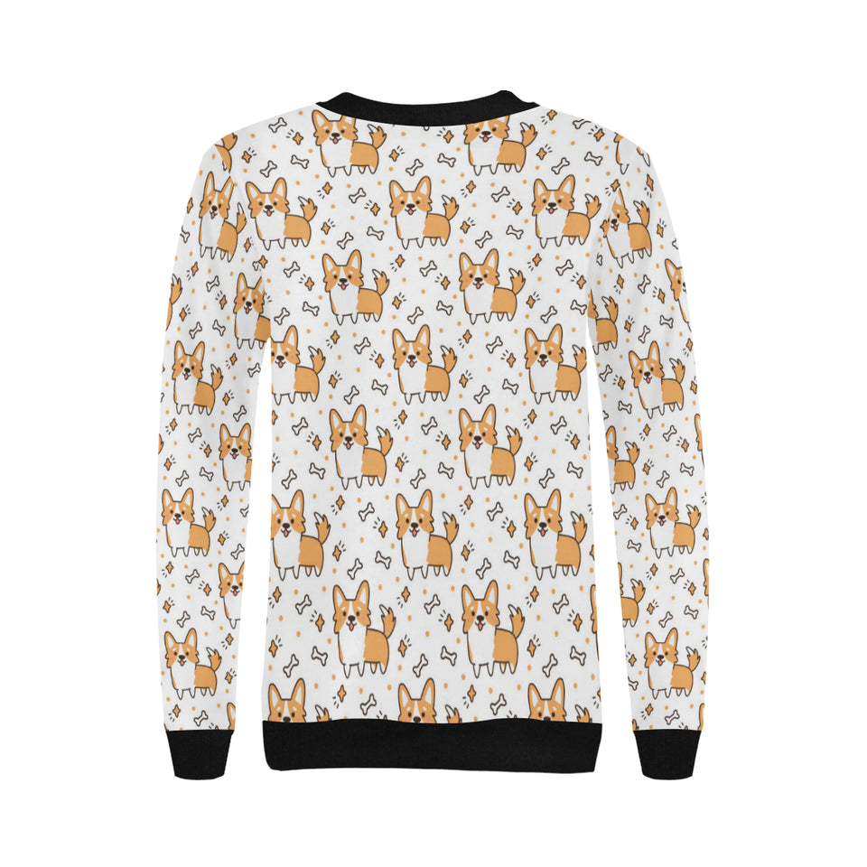 Cute corgi heart star bone pattern Women's Crew Neck Sweatshirt