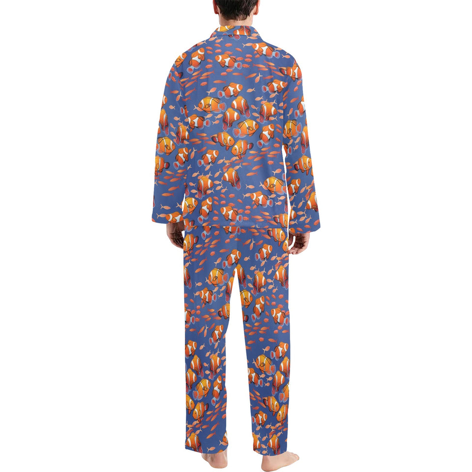 Clown Fish Pattern Print Design 04 Men's Long Pajama Set