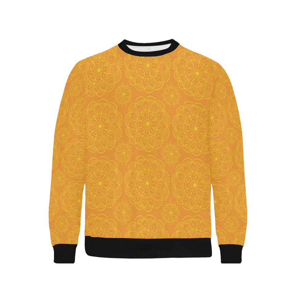 Orange traditional indian element pattern Men's Crew Neck Sweatshirt