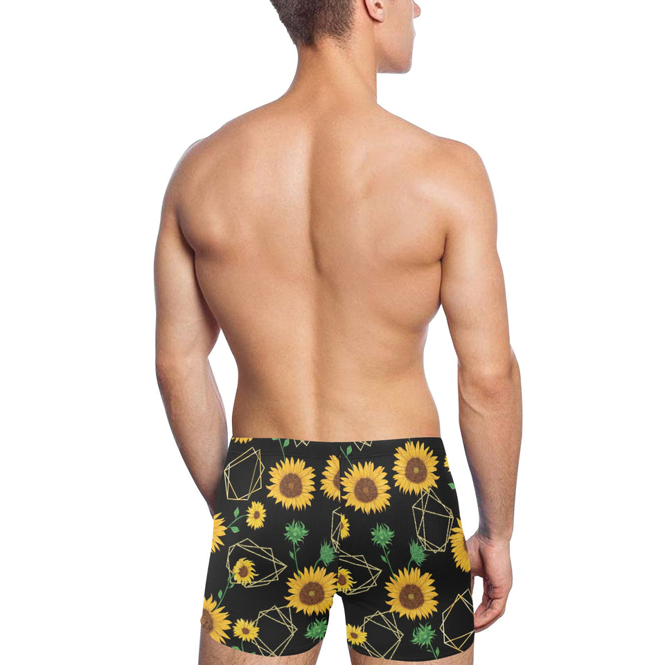sunflower golden polygonal shapes Men's Swimming Trunks