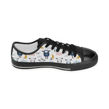 Cute sleeping sheep moon cloud pattern Kids' Boys' Girls' Low Top Canvas Shoes Black
