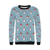 Cute penguin christmas snow pattern Women's Crew Neck Sweatshirt