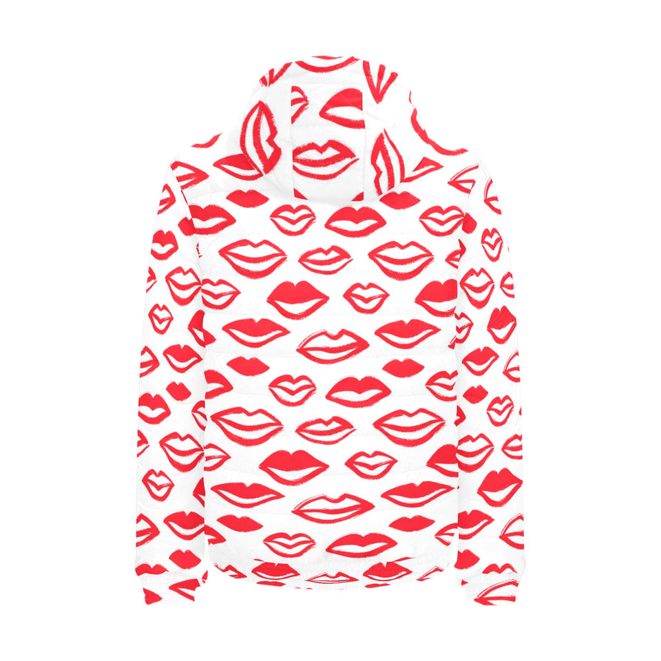 Lips Pattern Print Design 05 Men's Padded Hooded Jacket