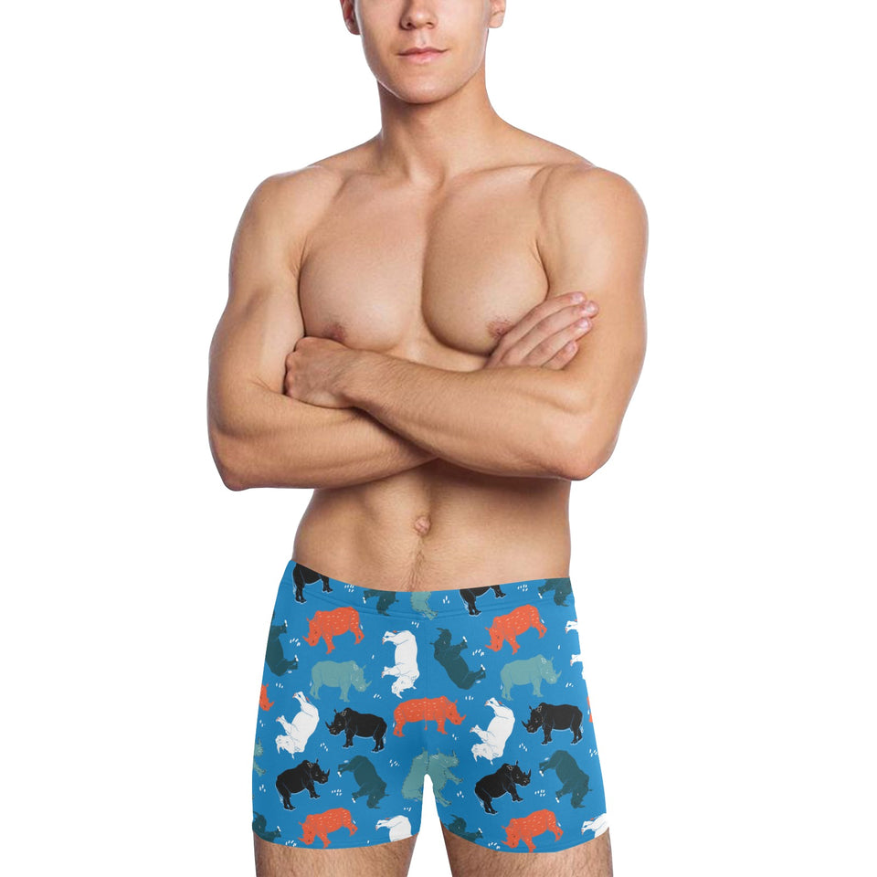 Colorful rhino pattern Men's Swimming Trunks