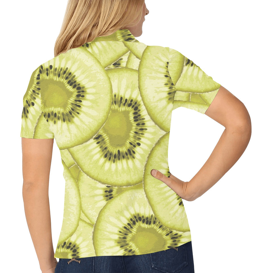 Sliced kiwi pattern Women's All Over Print Polo Shirt