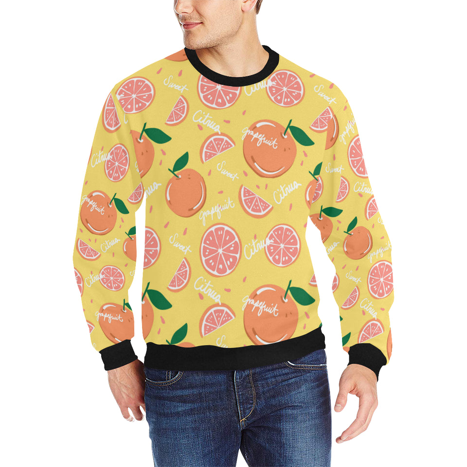 Grapefruit yellow background Men's Crew Neck Sweatshirt