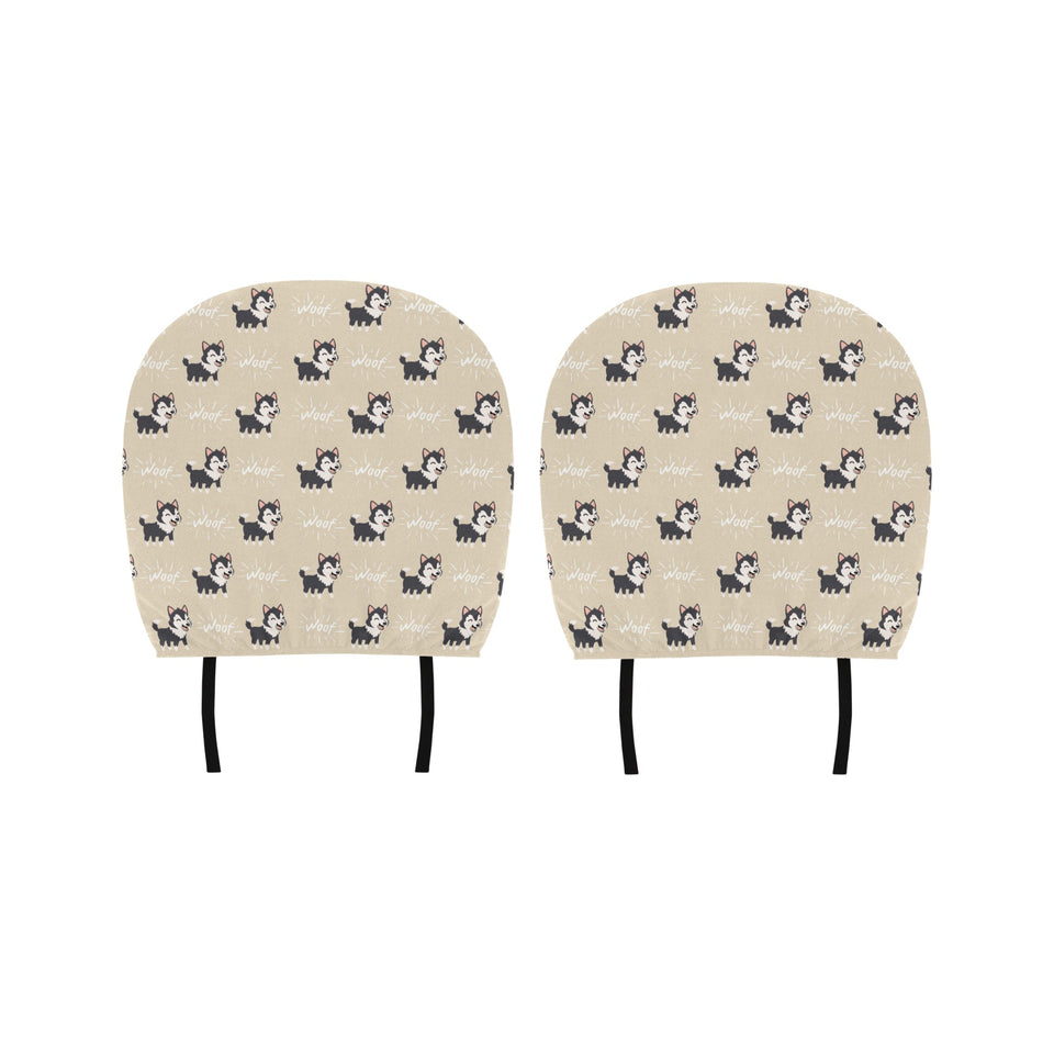 Cute Siberian Husky Car Headrest Cover