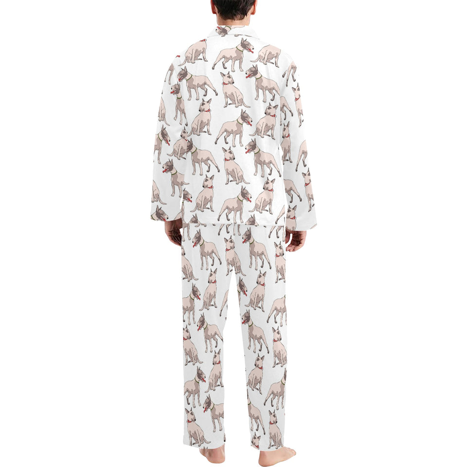 Bull Terrier Pattern Print Design 04 Men's Long Pajama Set