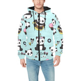 Cute baby panda pattern Men's Padded Hooded Jacket