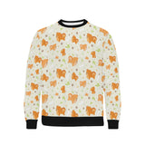 Cute brown pomeranian paw leave bone pattern Men's Crew Neck Sweatshirt