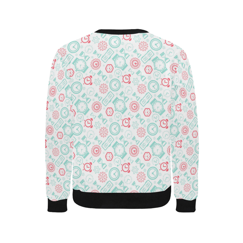 Clock time pattern blackground Men's Crew Neck Sweatshirt