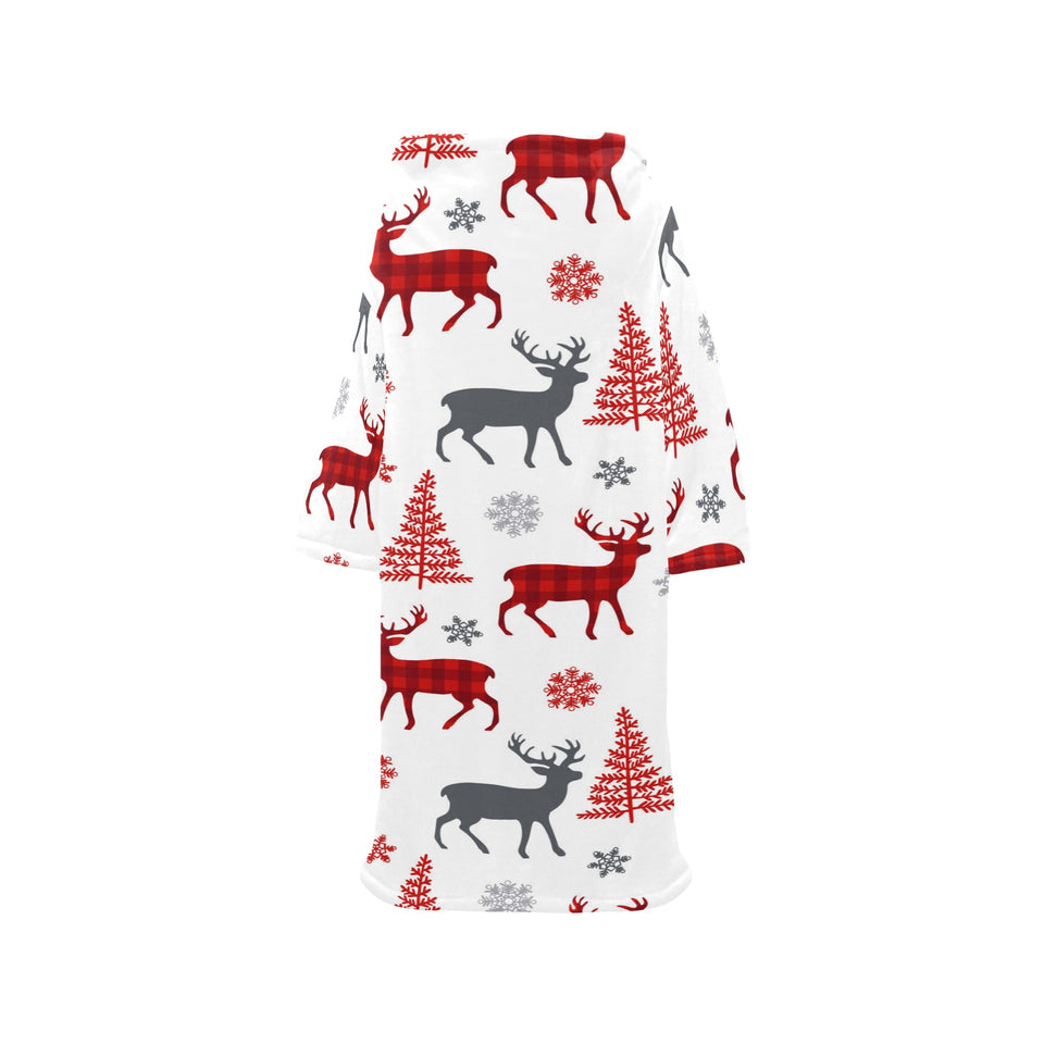 Deer tree snowflakes chrismas pattern Blanket Robe with Sleeves