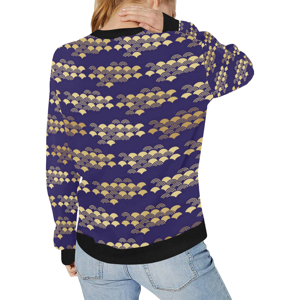 Beautiful japanese fan pattern Women's Crew Neck Sweatshirt