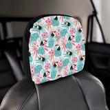 Toucan tropical flower leave pattern Car Headrest Cover