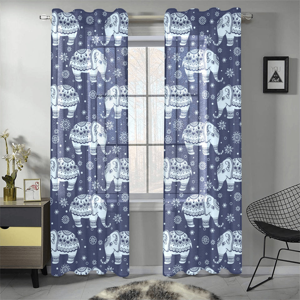 Elephant tribal design pattern Gauze Curtain