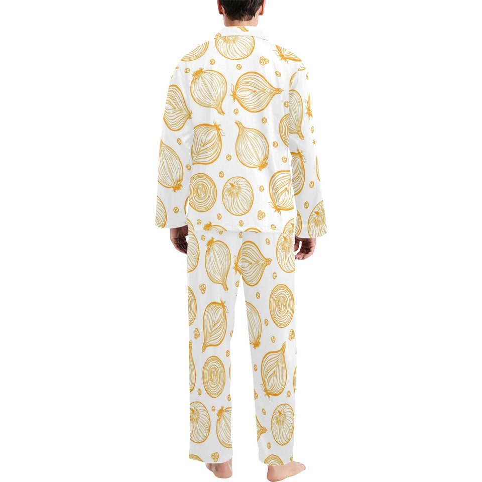 hand drawn onion pattern Men's Long Pajama Set