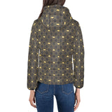 Casino Cards Suits Pattern Print Design 01 Women's Padded Hooded Jacket