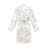 Cute sushi icon pattern Women's Long Sleeve Belted Night Robe