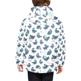 Pigeon Pattern Print Design 02 Kids' Boys' Girls' Padded Hooded Jacket