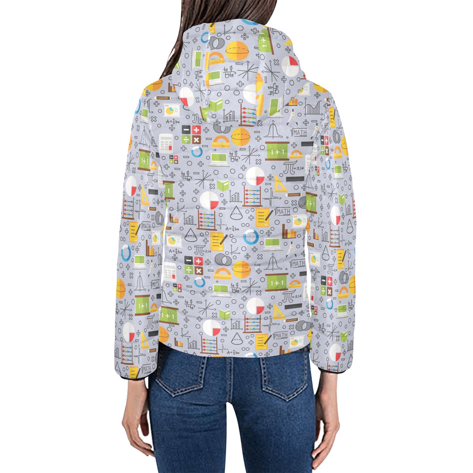 Math Pattern Print Design 04 Women's Padded Hooded Jacket