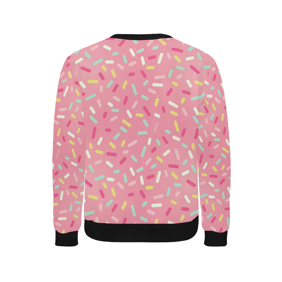 Pink donut glaze candy pattern Men's Crew Neck Sweatshirt