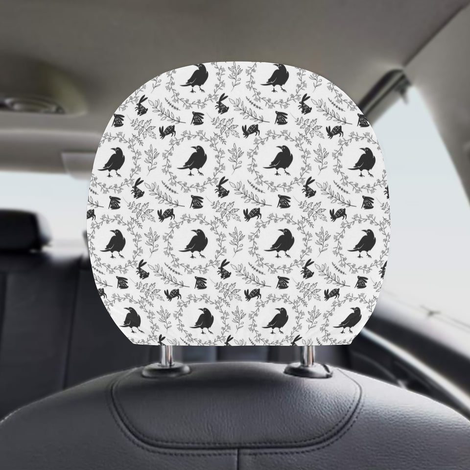Crows floral wreath rabbit pattern Car Headrest Cover