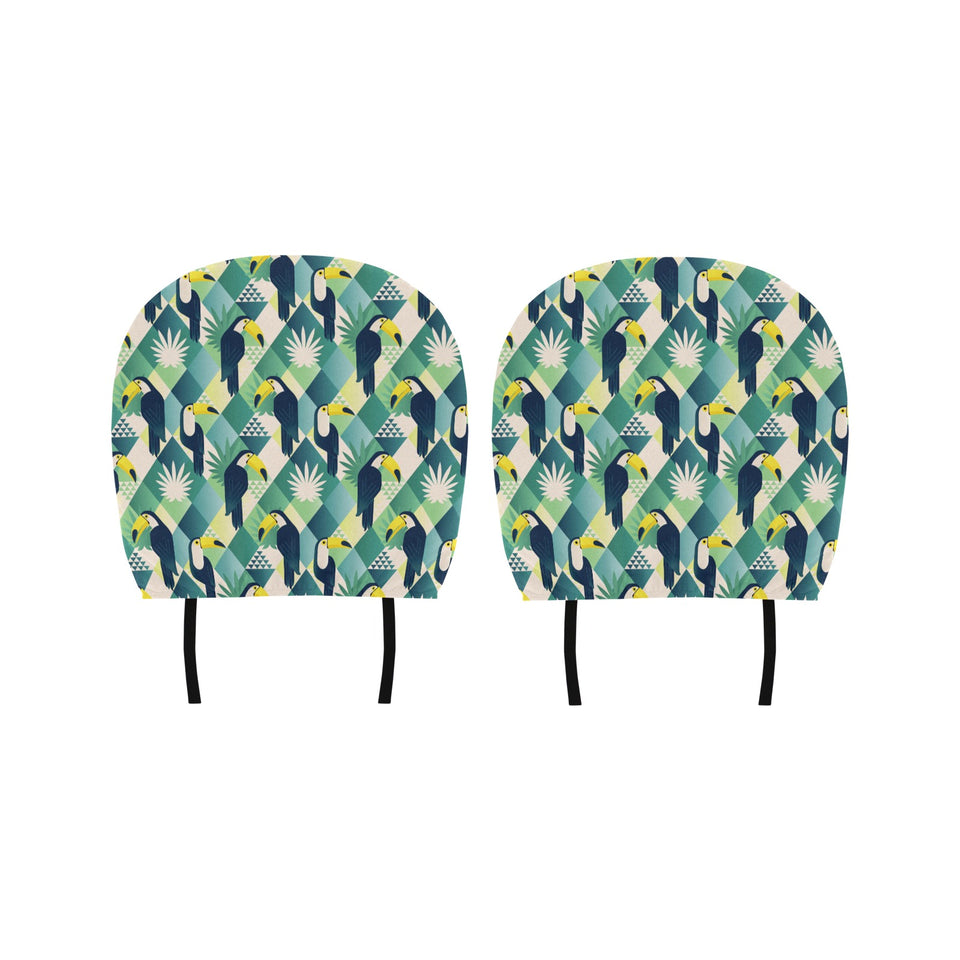 Toucan tropical leaves design pattern Car Headrest Cover