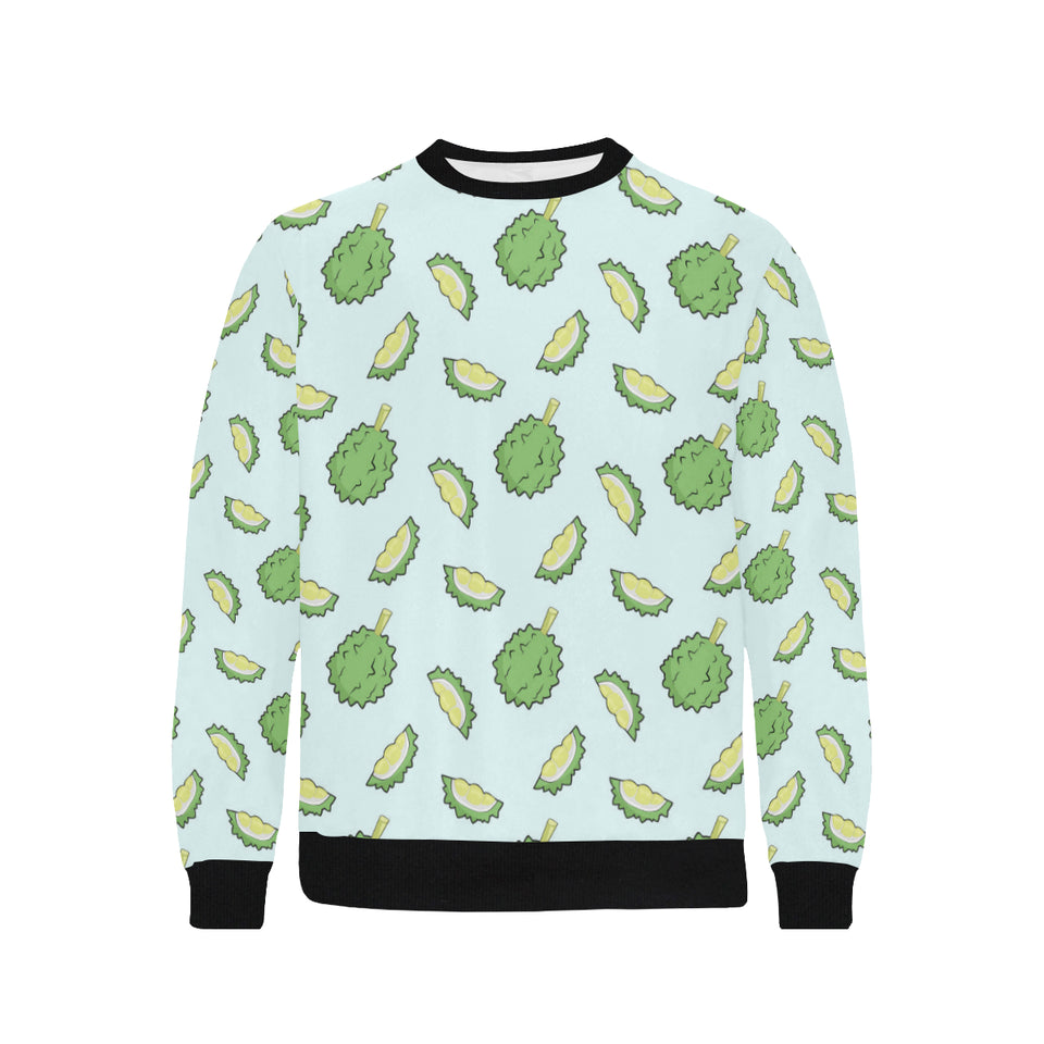 Durian pattern blue background Men's Crew Neck Sweatshirt