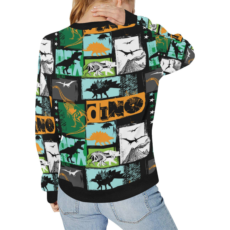 dinosaurs print pattern Women's Crew Neck Sweatshirt