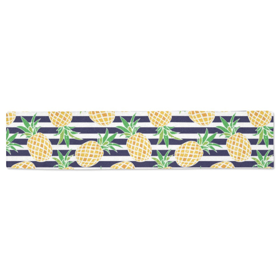Pineapples pattern striped background Table Runner