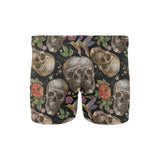 Skull rose humming bird flower pattern Men's Swimming Trunks