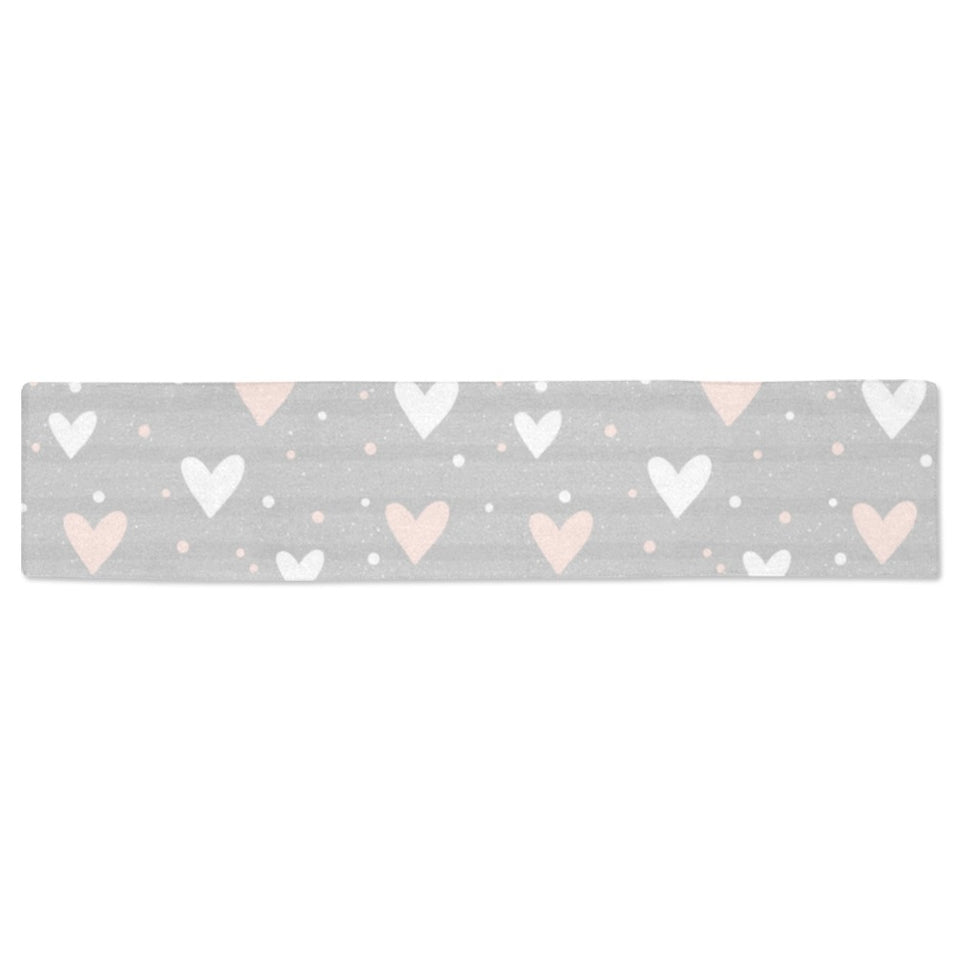 Heart pattern gray background Table Runner