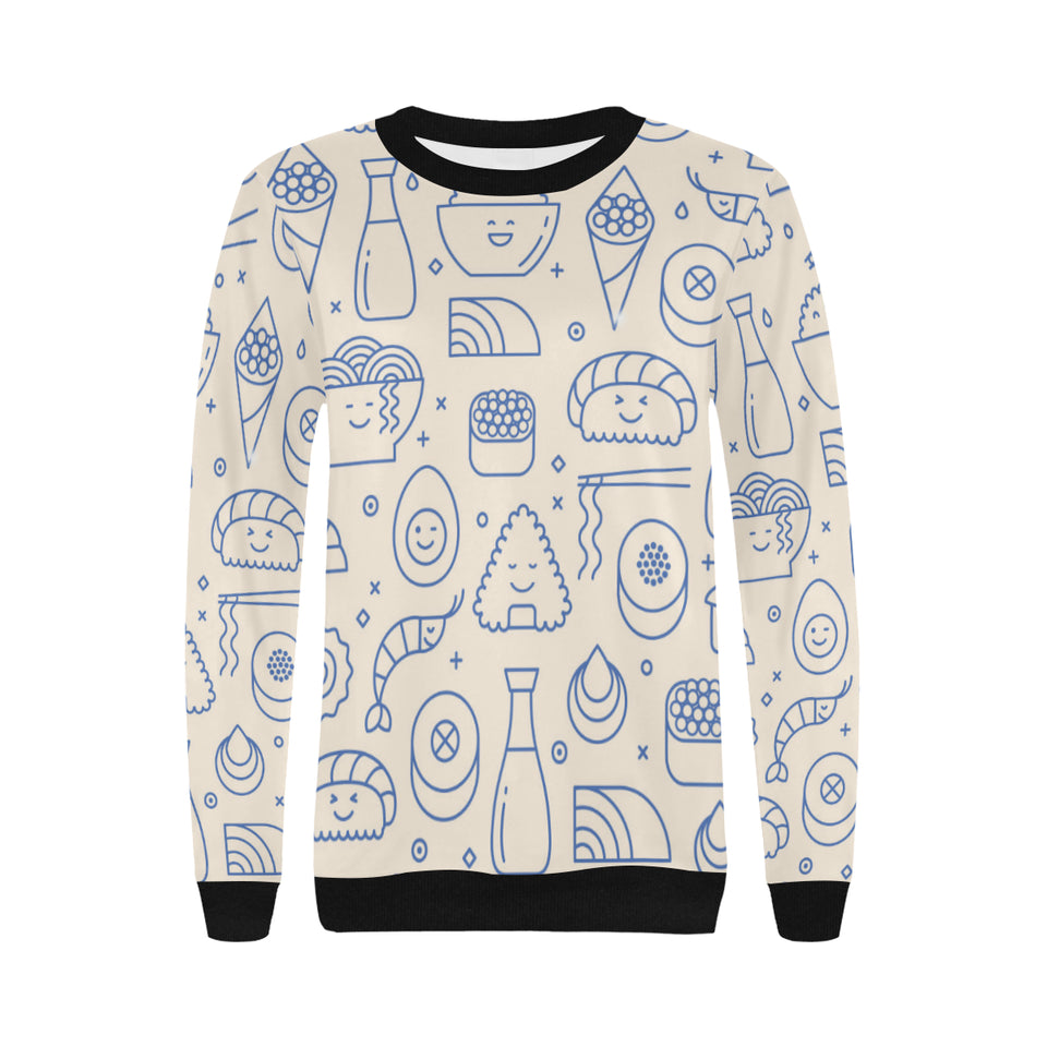 Cute sushi icon pattern Women's Crew Neck Sweatshirt