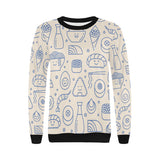 Cute sushi icon pattern Women's Crew Neck Sweatshirt
