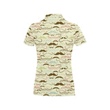 Mustache Beard Pattern Print Design 01 Women's All Over Print Polo Shirt
