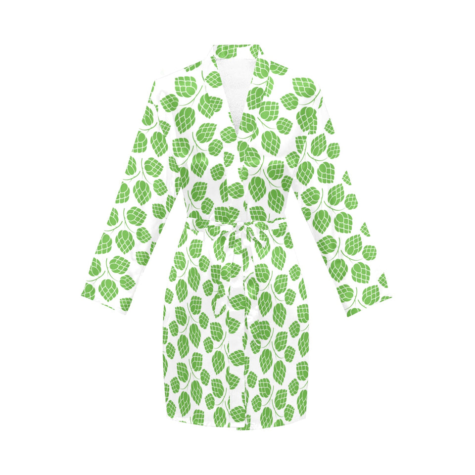 Hop pattern background Women's Long Sleeve Belted Night Robe