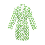 Hop pattern background Women's Long Sleeve Belted Night Robe