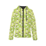Jack Russel Pattern Print Design 01 Women's Padded Hooded Jacket